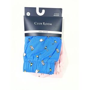 Club Room 2-Pack 100% Cotton Boxers Men XL 38-40 Blue Cocktail Print Pink